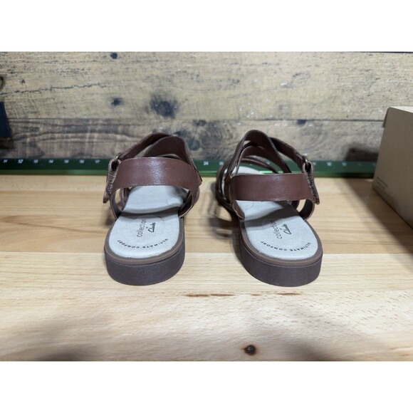 Clarks Woman Declan Mix Sandal Leather Sling Strappy Gladiator 8.5 Mahogany - Picture 9 of 12